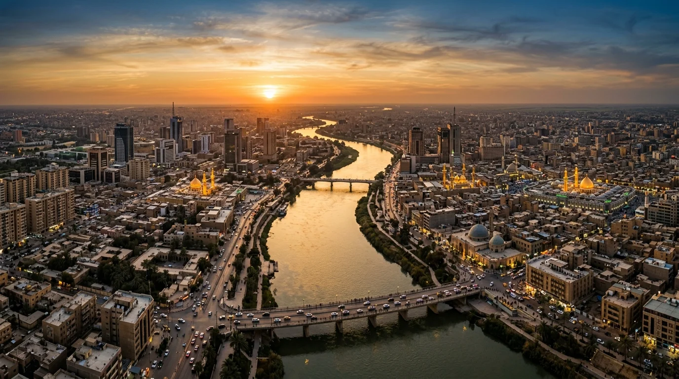 Aerial view of Baghdad Tigris river